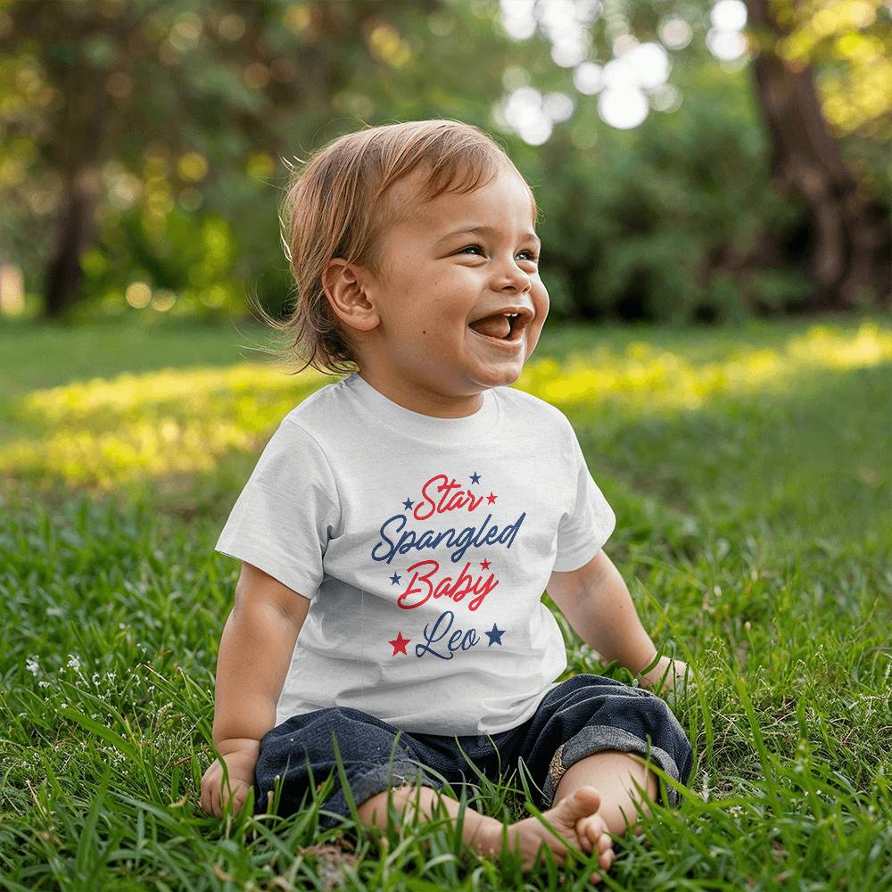 Personalized Star Spangled Baby Jersey Tee Bella + Canvas