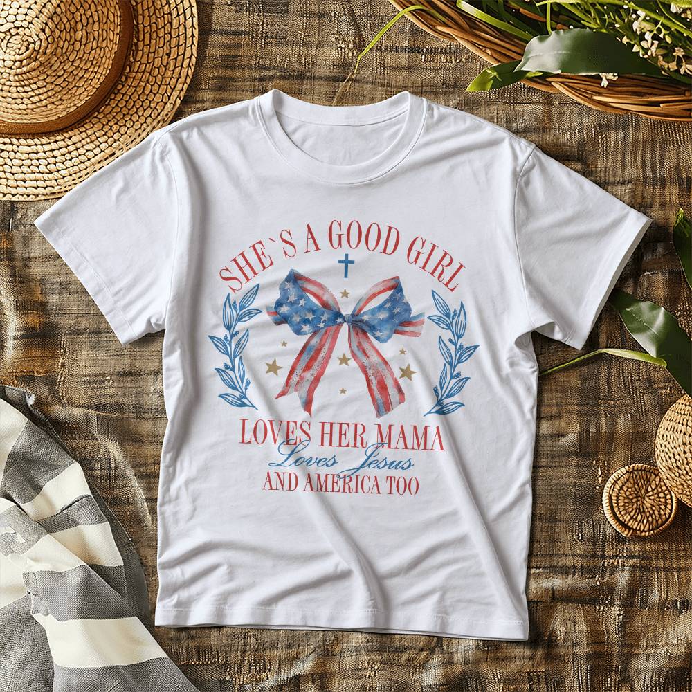 Good Girl Loves Her Mama And America Too Baby Jersey Tee Bella + Canvas