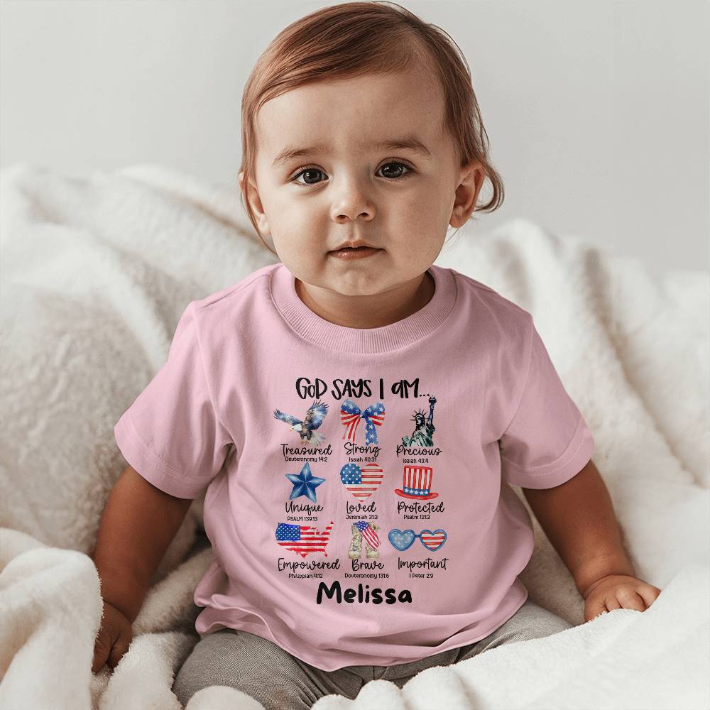 Personalized God Says I Am Baby Jersey Tee Bella + Canvas