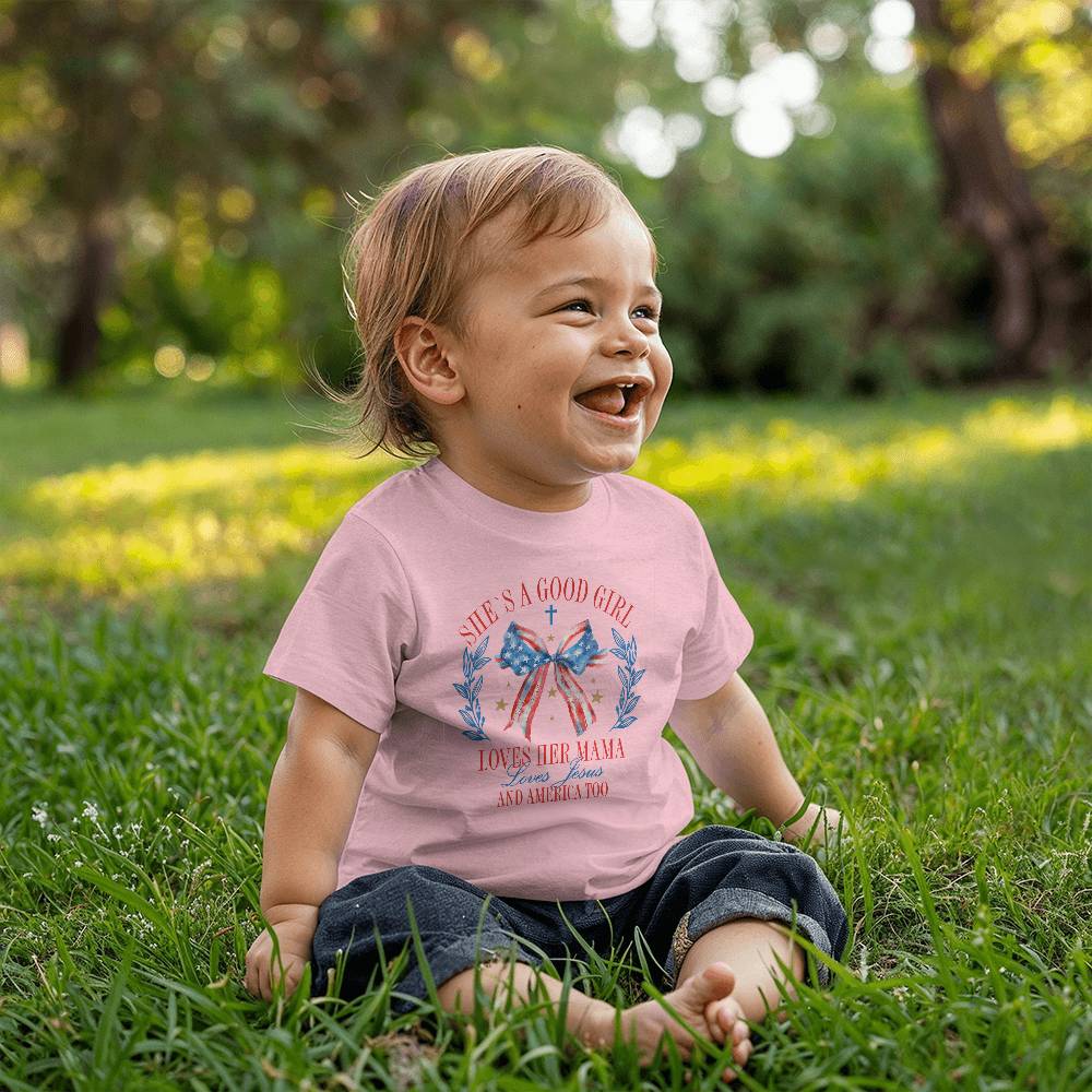 Good Girl Loves Her Mama And America Too Baby Jersey Tee Bella + Canvas