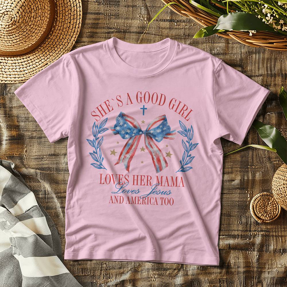 Good Girl Loves Her Mama And America Too Baby Jersey Tee Bella + Canvas