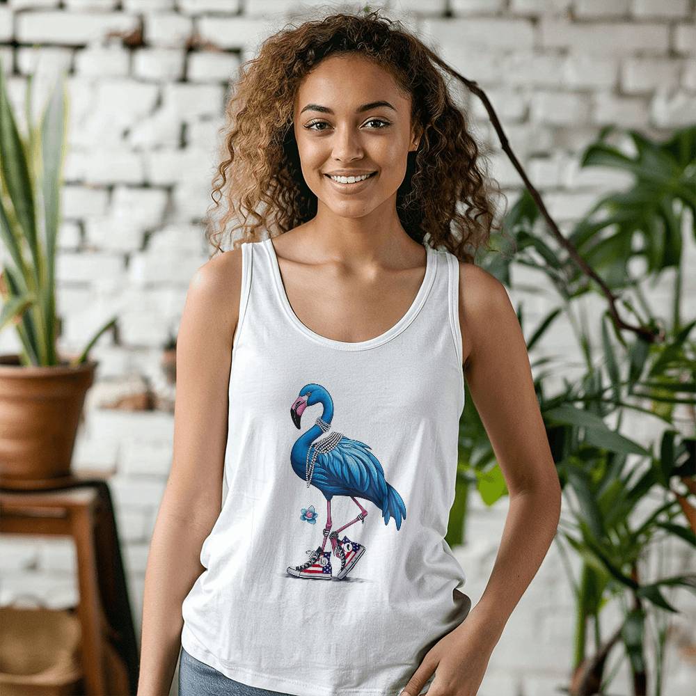 Flamingo Chucks & Pearls Kamala Election Bella + Canvas Unisex Jersey Tank