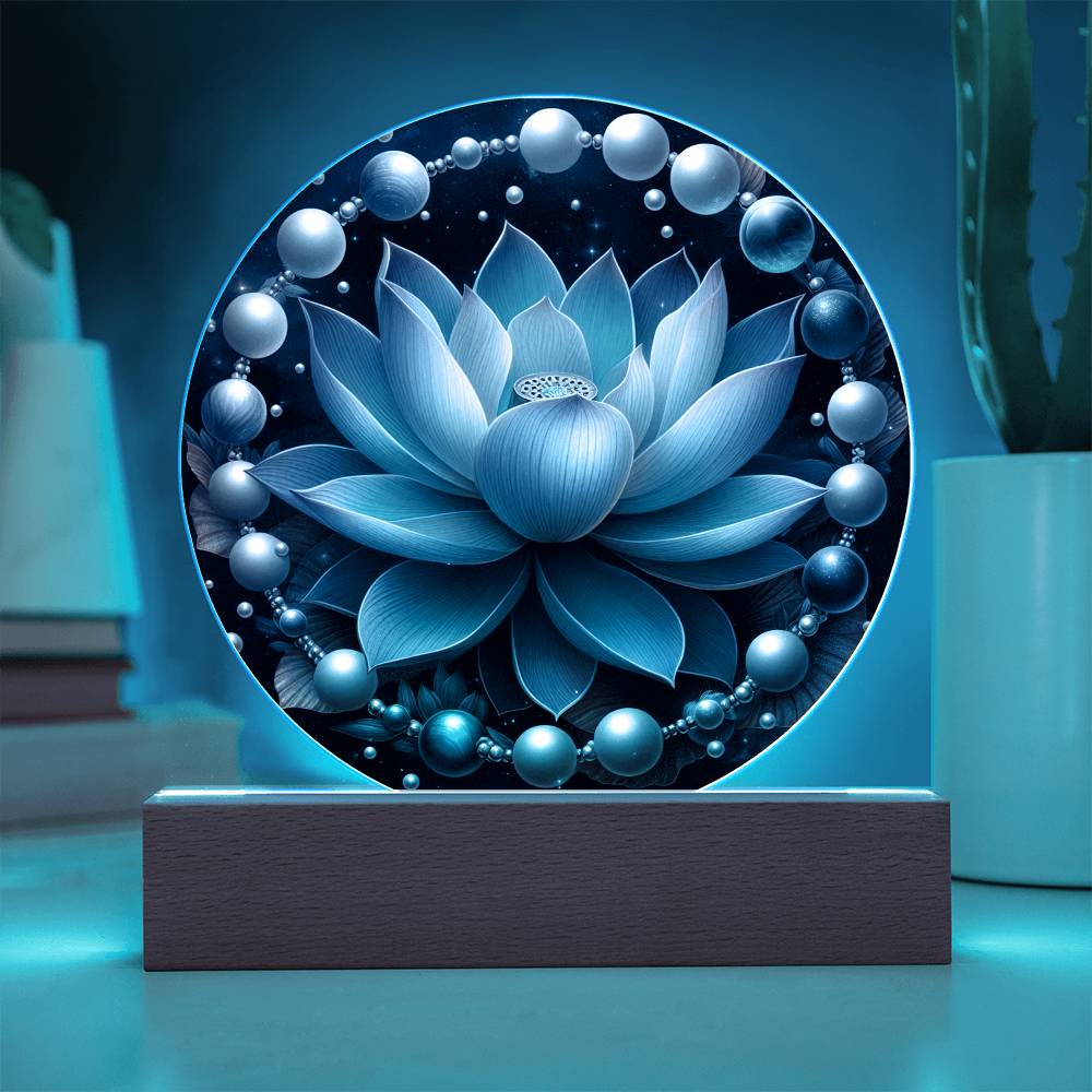 MadamPOTUS47 Blue Lotus & Pearls Harris Election Printed Circle Acrylic Plaque