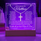 To Son From Mom & Dad (or just Mom or Dad) LED Lighted Keepsake Acrylic Plaque & Cross Necklace