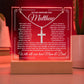 To Son From Mom & Dad (or just Mom or Dad) LED Lighted Keepsake Acrylic Plaque & Cross Necklace