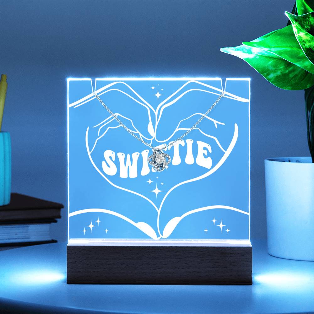 SWIFTIE Keepsake LED Lighted Acrylic Plaque & Heart Pendant Necklace