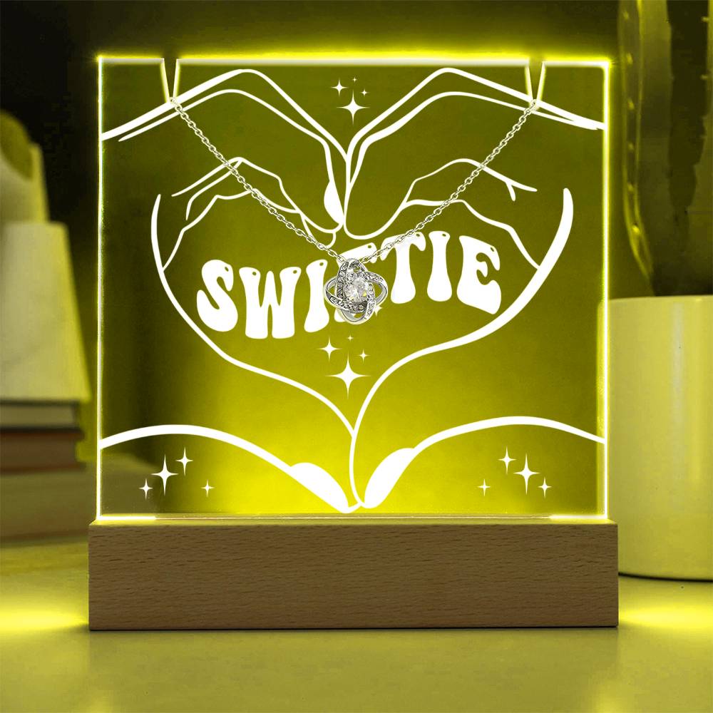 SWIFTIE Keepsake LED Lighted Acrylic Plaque & Heart Pendant Necklace