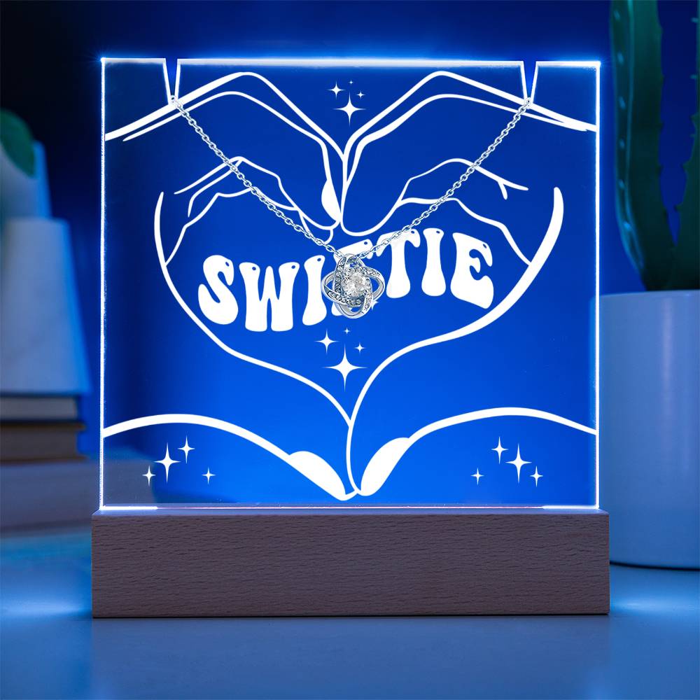 SWIFTIE Keepsake LED Lighted Acrylic Plaque & Heart Pendant Necklace