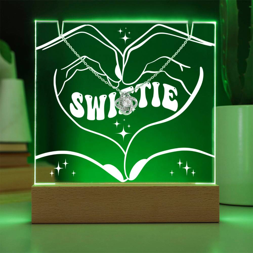 SWIFTIE Keepsake LED Lighted Acrylic Plaque & Heart Pendant Necklace