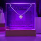 To Granddaughter From Grandma & Grandpa (or just Grandma or Grandpa) LED Lighted Keepsake Acrylic Plaque & Love Knot Necklace