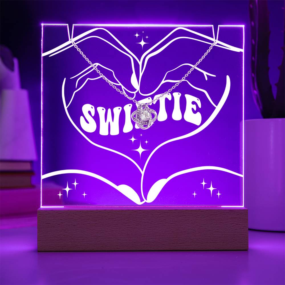 SWIFTIE Keepsake LED Lighted Acrylic Plaque & Heart Pendant Necklace