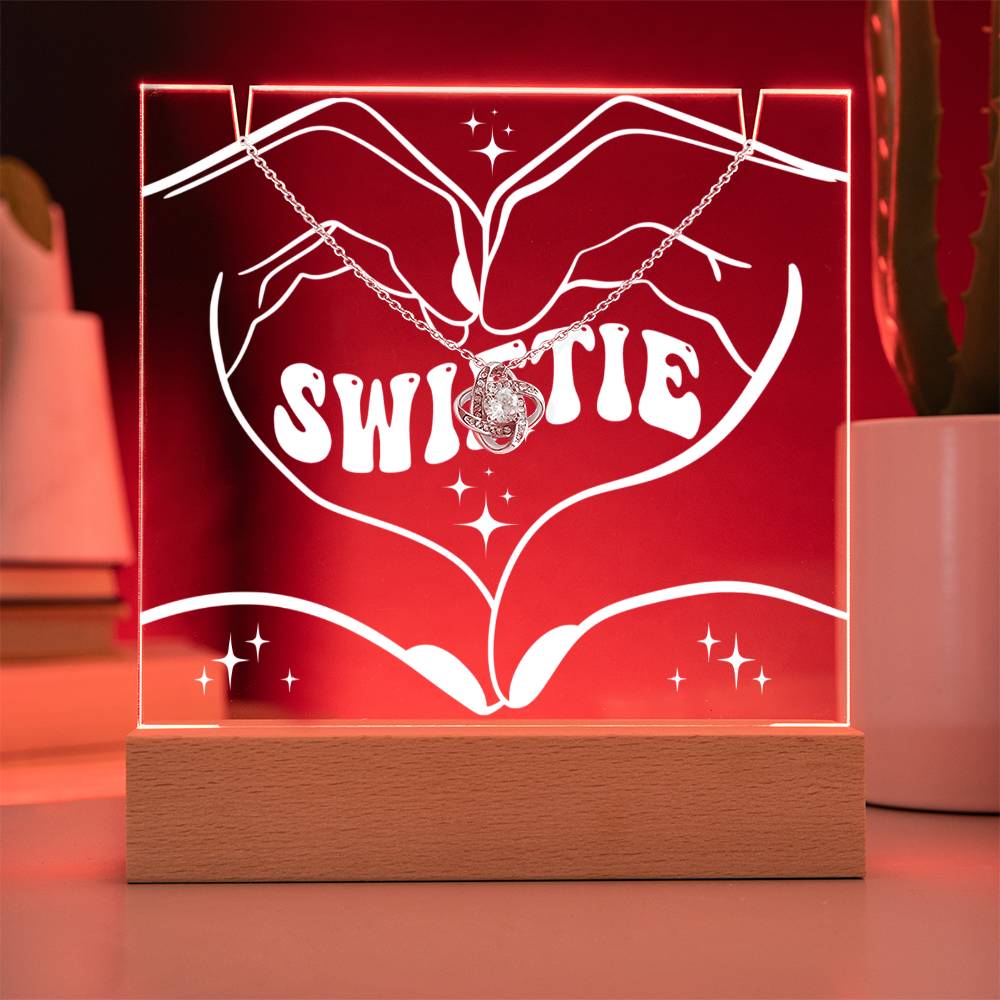 SWIFTIE Keepsake LED Lighted Acrylic Plaque & Heart Pendant Necklace