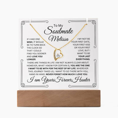 Personalized Soulmate Keepsake Bundle Lighted Acrylic Plaque With Forever Love Pendant Necklace