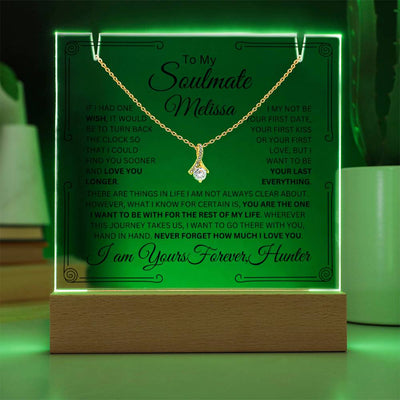 Personalized Soulmate Keepsake Bundle Lighted Acrylic Plaque With Alluring Beauty Pendant Necklace