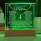 To Daughter From Mom & Dad (or just Mom or Dad) LED Lighted Keepsake Acrylic Plaque & Alluring Beauty Necklace