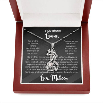 Personalized Bestie Two Giraffes Pendant Necklace