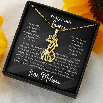 Personalized Bestie Two Giraffes Pendant Necklace