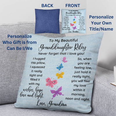 Personalized To My Granddaughter Butterflies Themed hrow Pillow, Gift To My Granddaughter, Gift from Grandma