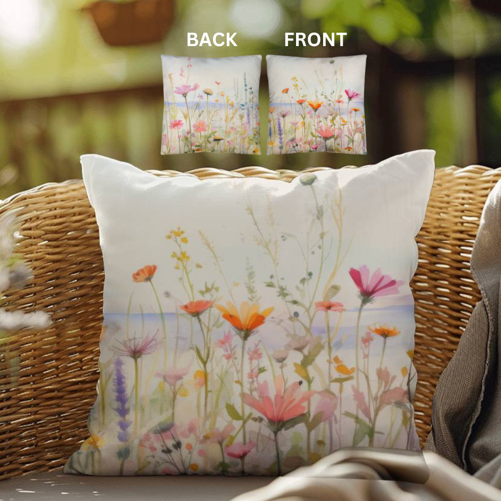 Wildflower Beach Outdoor Throw Pillow