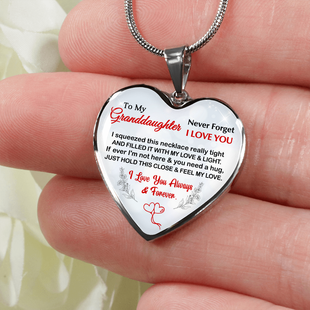 Granddaughter, I Squeezed This Necklace Really Tight, Personalized Heart Pendent, Holiday