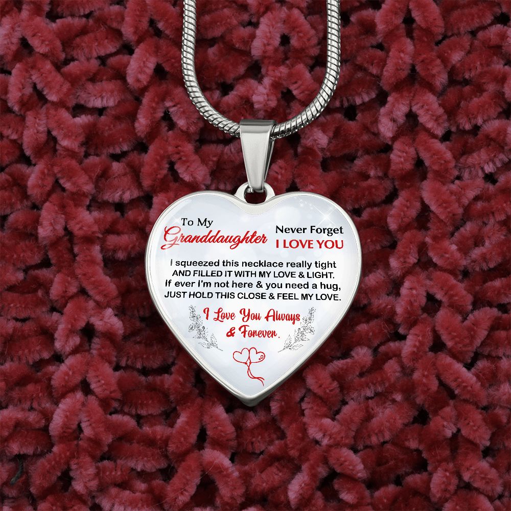Granddaughter, I Squeezed This Necklace Really Tight, Personalized Heart Pendent, Holiday