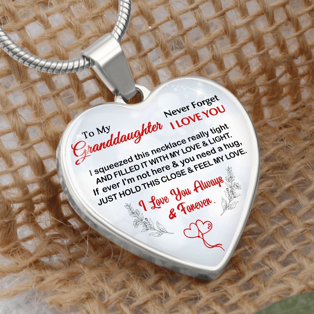 Granddaughter, I Squeezed This Necklace Really Tight, Personalized Heart Pendent, Holiday