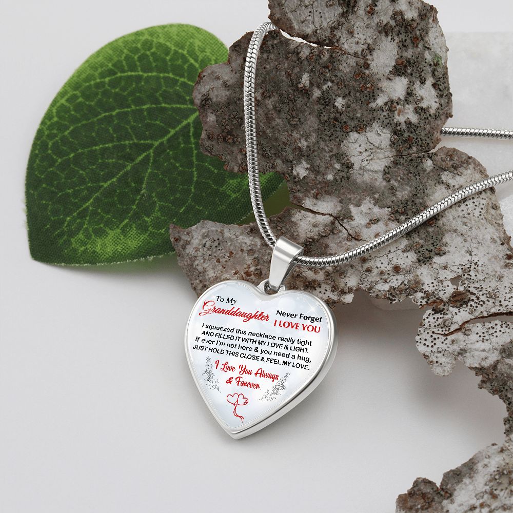 Granddaughter, I Squeezed This Necklace Really Tight, Personalized Heart Pendent, Holiday