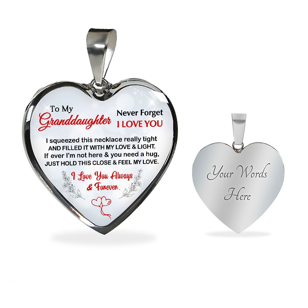 Granddaughter, I Squeezed This Necklace Really Tight, Personalized Heart Pendent, Holiday