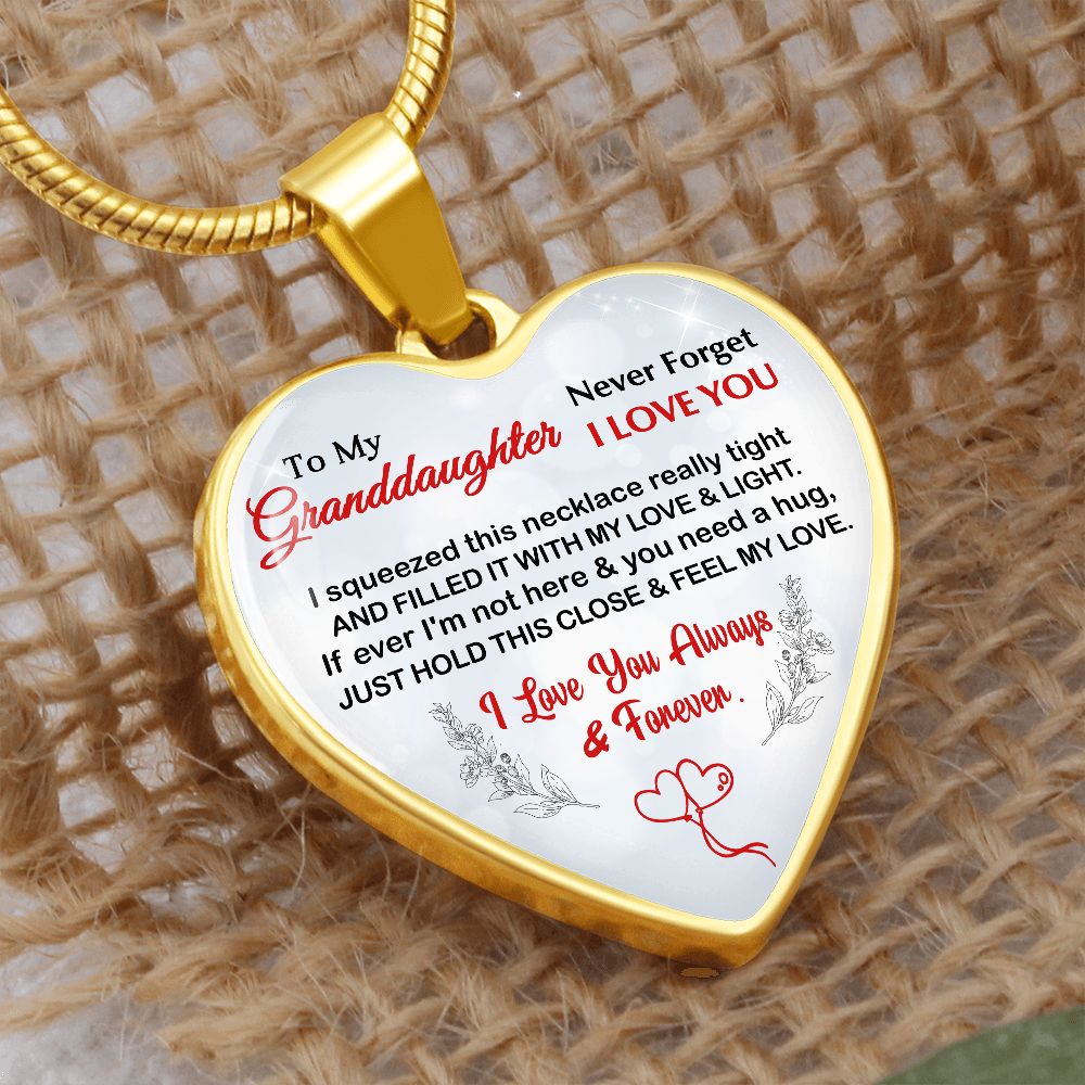 Granddaughter, I Squeezed This Necklace Really Tight, Personalized Heart Pendent, Holiday