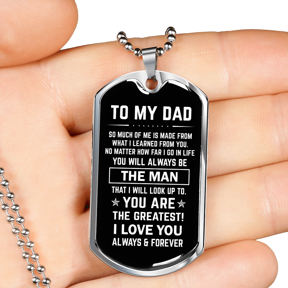 Dad, The Man, Personalized Dog Tag Necklace, Birthday, Father's Day, Holiday