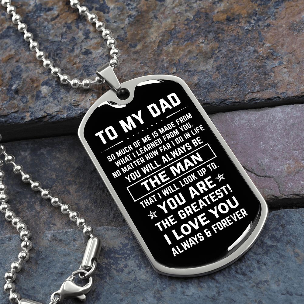 Dad, The Man, Personalized Dog Tag Necklace, Birthday, Father's Day, Holiday