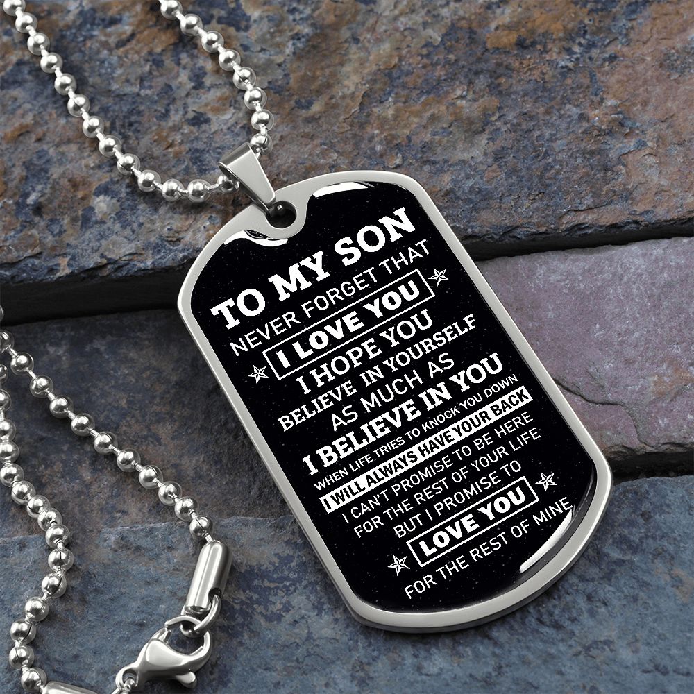 Son, I Hope You Believe In Yourself, Dog Tag Necklace, Holiday