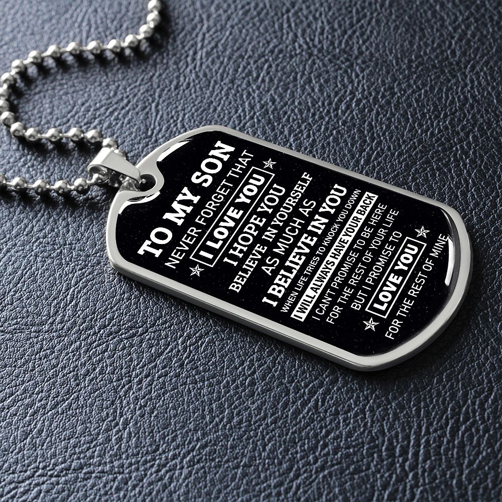 Son, I Hope You Believe In Yourself, Dog Tag Necklace, Holiday
