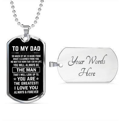 Dad, The Man, Personalized Dog Tag Necklace, Birthday, Father's Day, Holiday