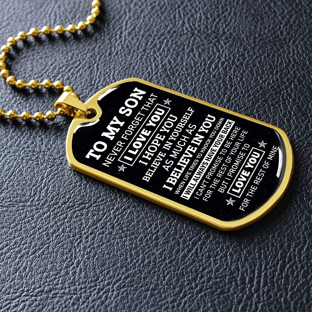 Son, I Hope You Believe In Yourself, Dog Tag Necklace, Holiday