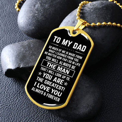 Dad, The Man, Personalized Dog Tag Necklace, Birthday, Father's Day, Holiday