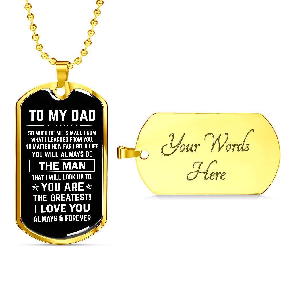 Dad, The Man, Personalized Dog Tag Necklace, Birthday, Father's Day, Holiday