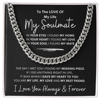 Soulmate, Home-Love-Mate, Cubin Link Chain, Birthday, Holiday