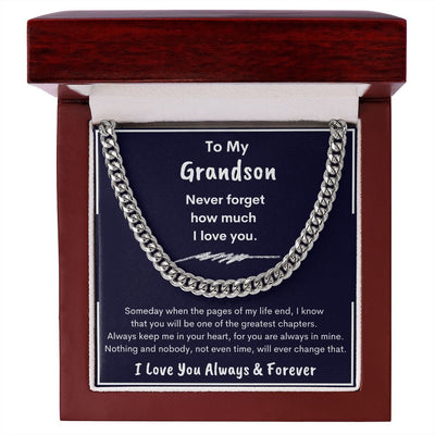 Grandson, Never Forget How Much I Love You, Cubin Link Chain, Birthday, Holiday