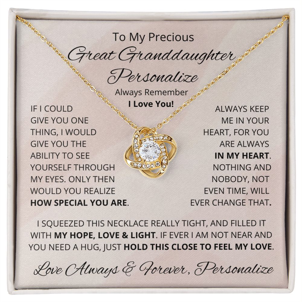 Great Granddaughter, Love Knot Necklace