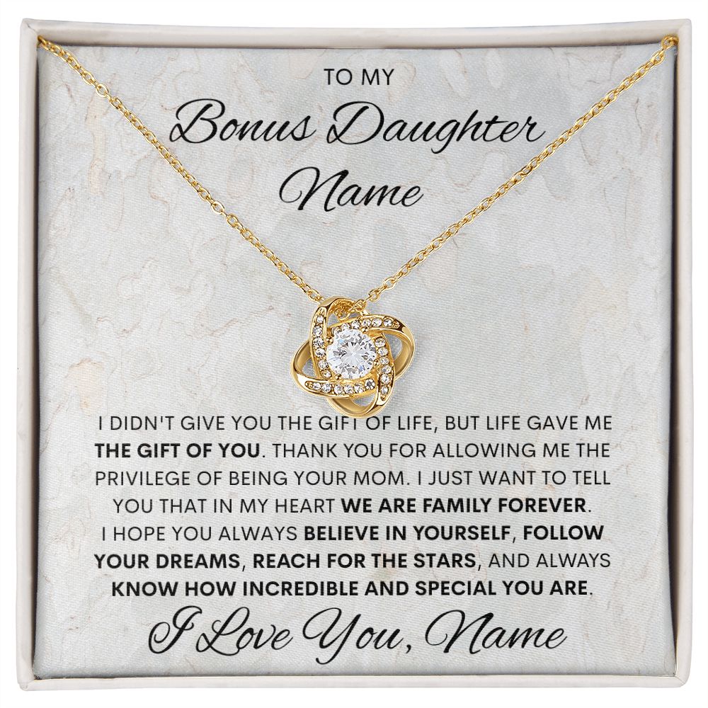 Bonus Daughter, Love Knot Necklace