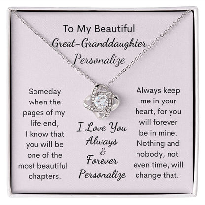 Great Granddaughter, Love Knot Necklace