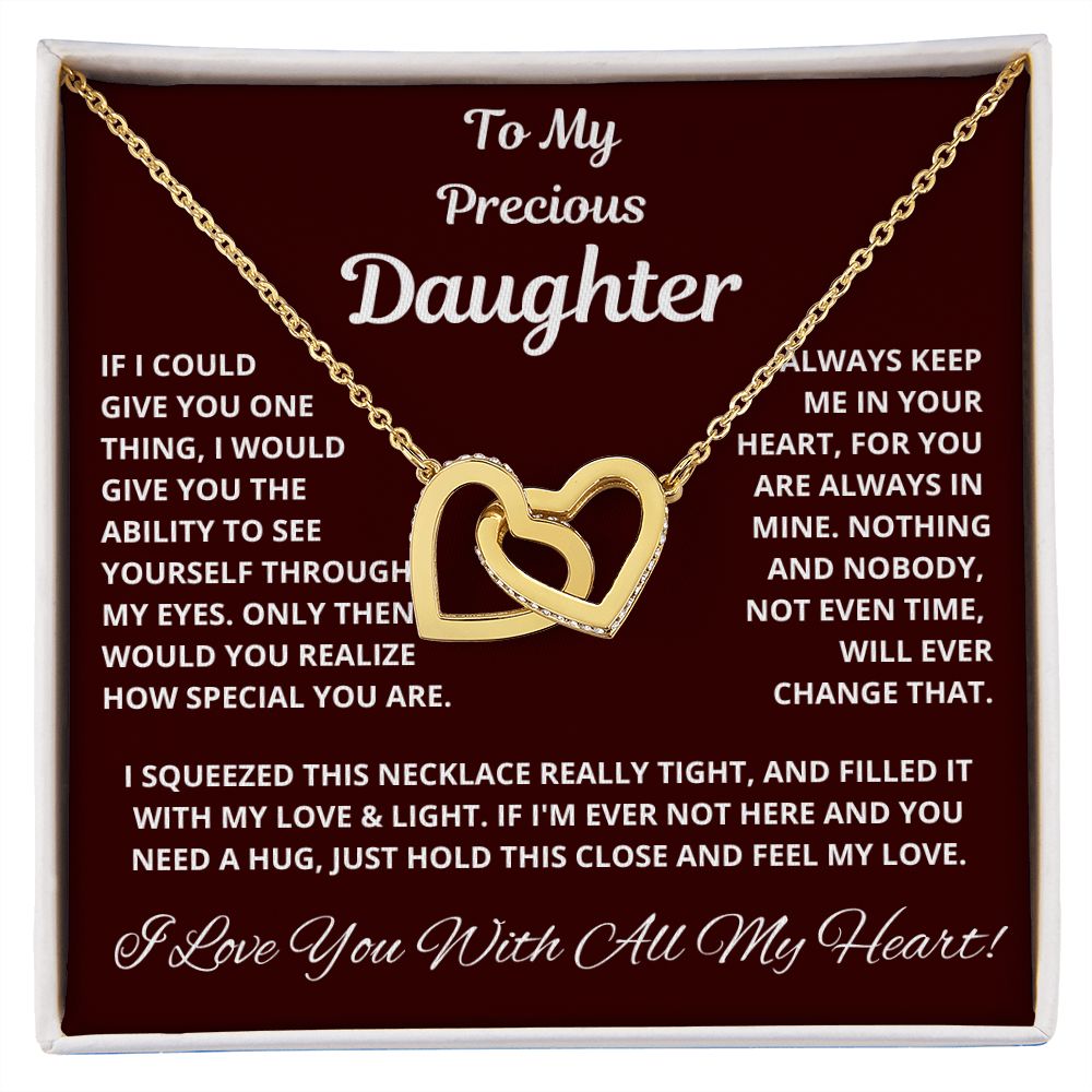 Daughter, If I could Give You One Thing, Interlocking Hearts Necklace, Holiday