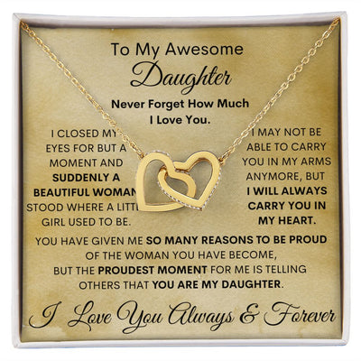 Daughter, Beautiful Woman, Interlocking Hearts Necklace, Holiday