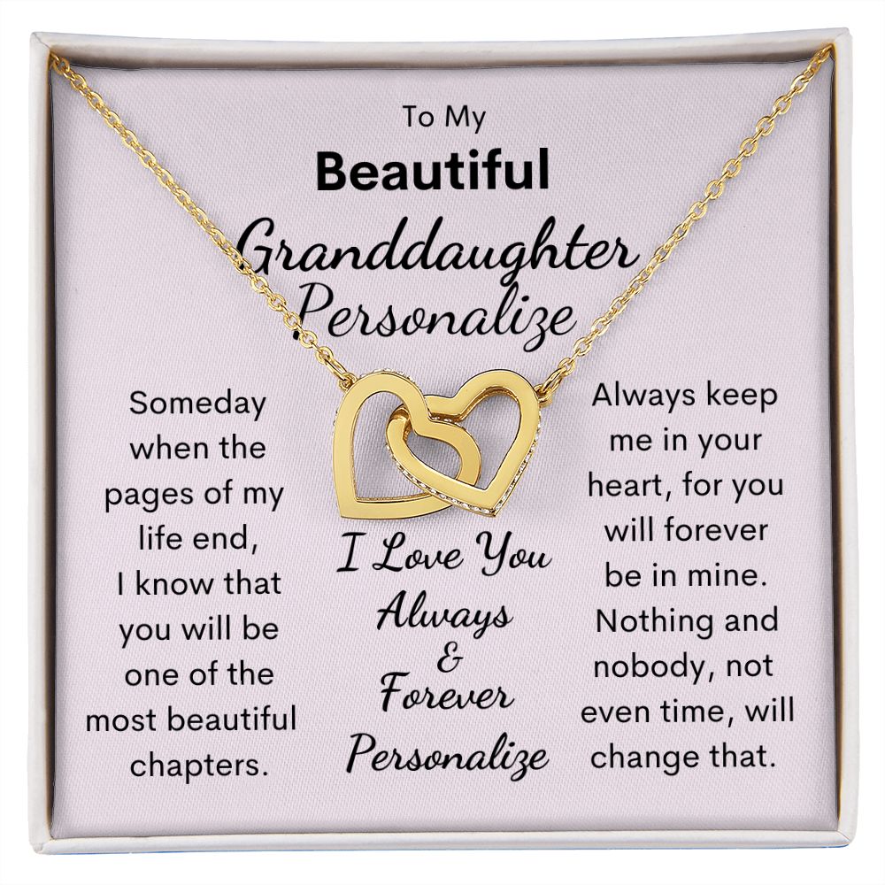 Granddaughter, Interlocking Hearts Necklace