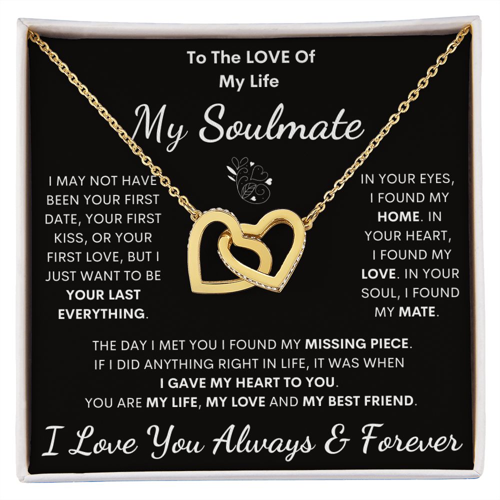 Soulmate, Love Of My Life, Interlocking Hearts Necklace, Birthday, Holiday