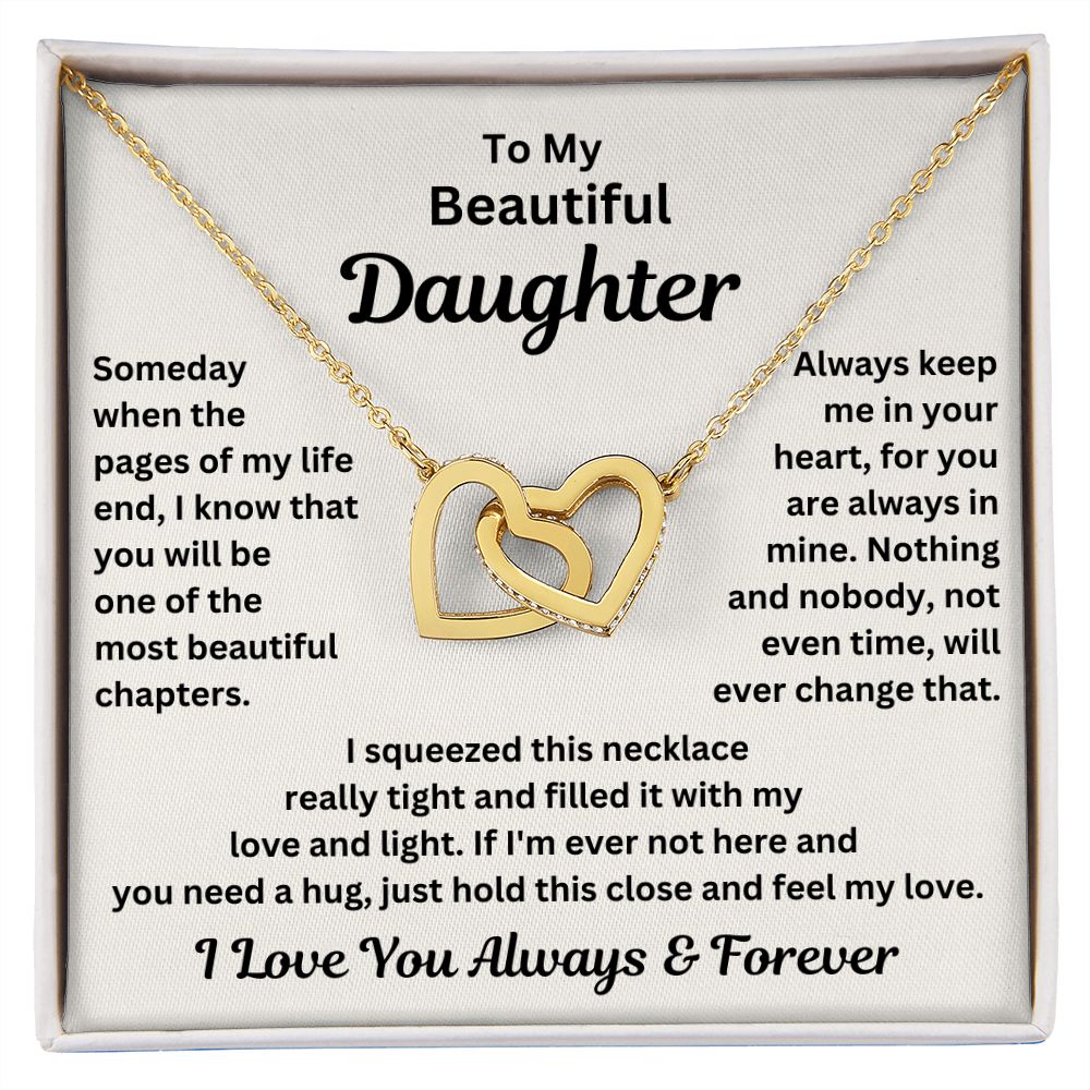 Daughter, Someday When The Pages Of My Life End, Interlocking Hearts Necklace, Holiday