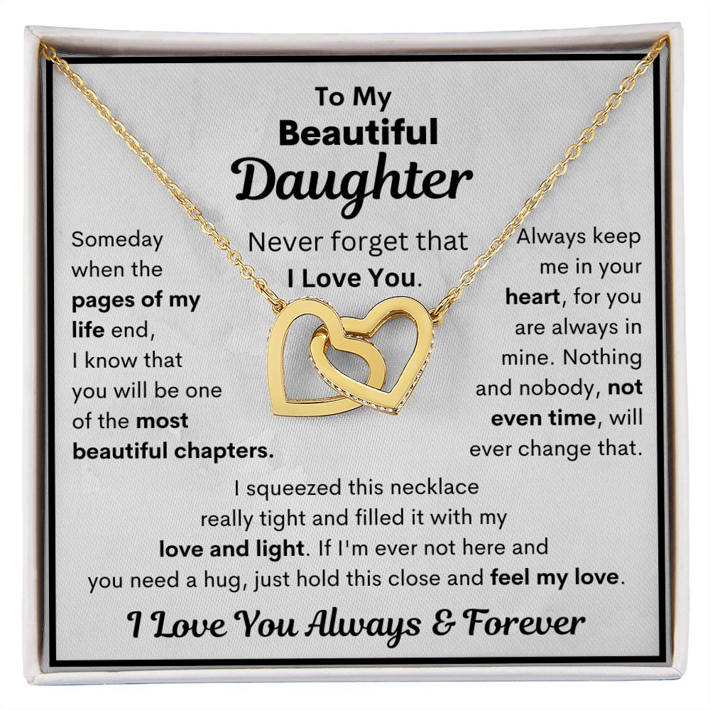 Daughter, Someday When The Pages Of My Life End, Interlocking Hearts Necklace, Holiday