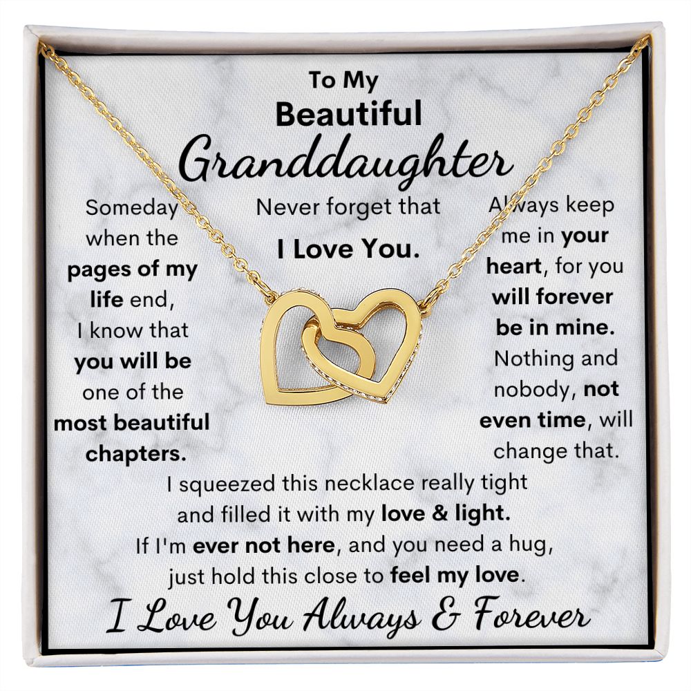 Granddaughter, Never Forget That I Love You, Interlocking Hearts Necklace, Holiday