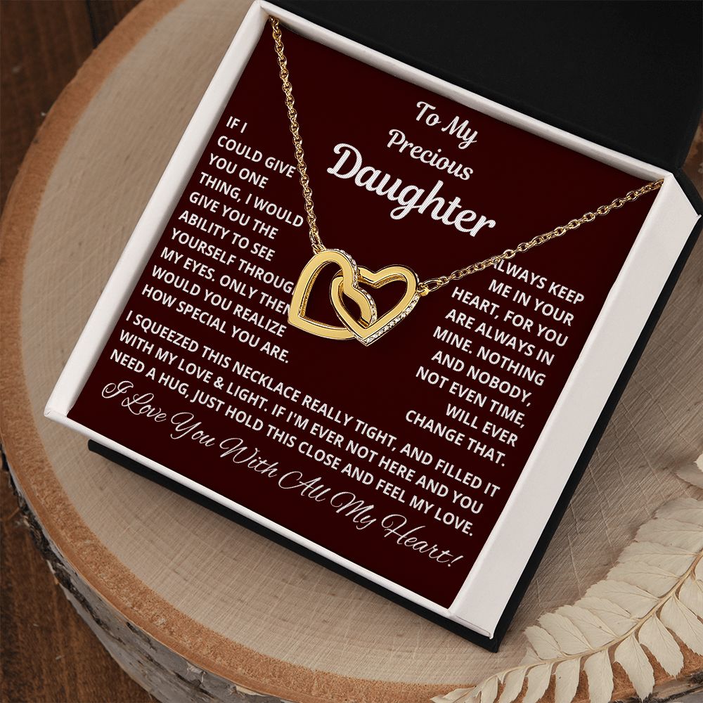 Daughter, If I Could Give You One Thing, Interlocking Hearts Necklace, Holiday
